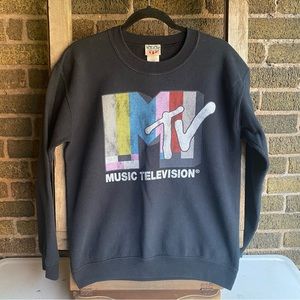 Retro size medium “MTV” crew.  50% cotton; 50% polyester